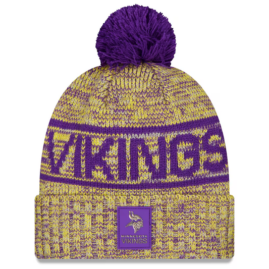 MINNESOTA VIKINGS 2025 NFL SIDELINE COLD WEATHER CUFFED KNIT WITH POM - GOLD