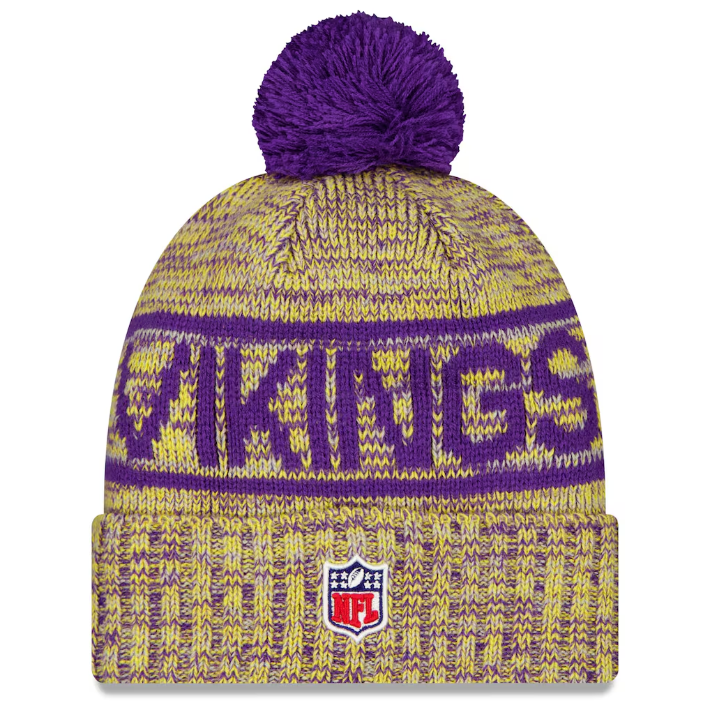MINNESOTA VIKINGS 2025 NFL SIDELINE COLD WEATHER CUFFED KNIT WITH POM - GOLD