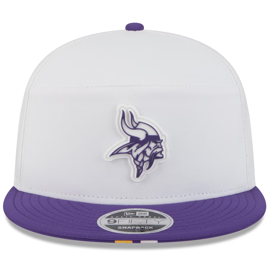MINNESOTA VIKINGS 2025 NFL TRAINING CAMP 9FIFTY SPLIT PANEL SNAPBACK HAT - WHITE