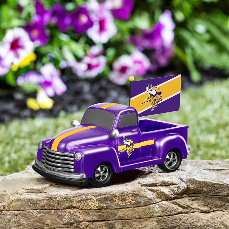 MINNESOTA VIKINGS 9" RALLY TRUCK GARDEN STATUE WITH FLAG