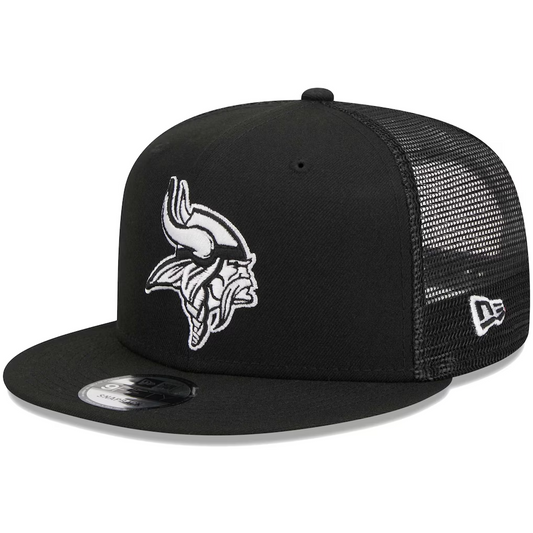 MINNESOTA VIKINGS EVERGREEN TRUCKER 9FIFTY SNAPBACK HAT - BLACK/WHITE