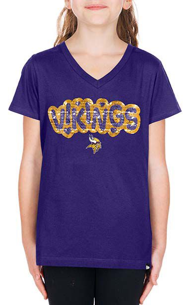 MINNESOTA VIKINGS GIRLS NEW ERA WAVY SEQUIN FLIP T-SHIRT - PURPLE
