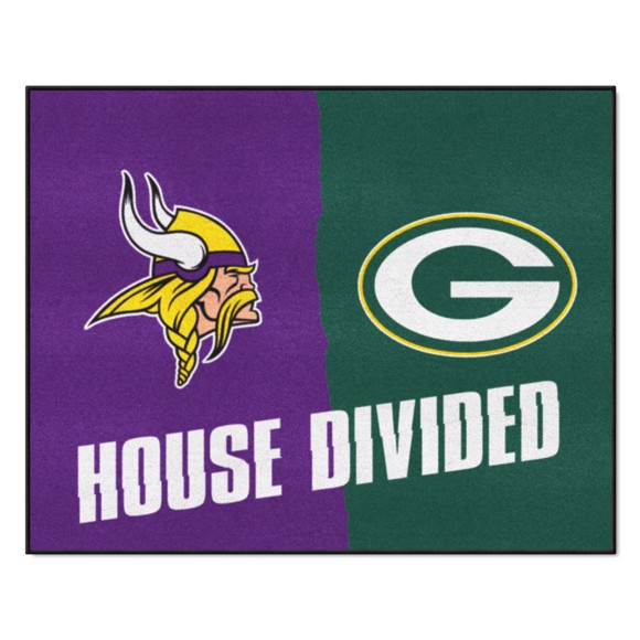 MINNESOTA VIKINGS / GREEN BAY PACKERS HOUSE DIVIDED 34" X 42.5" MAT