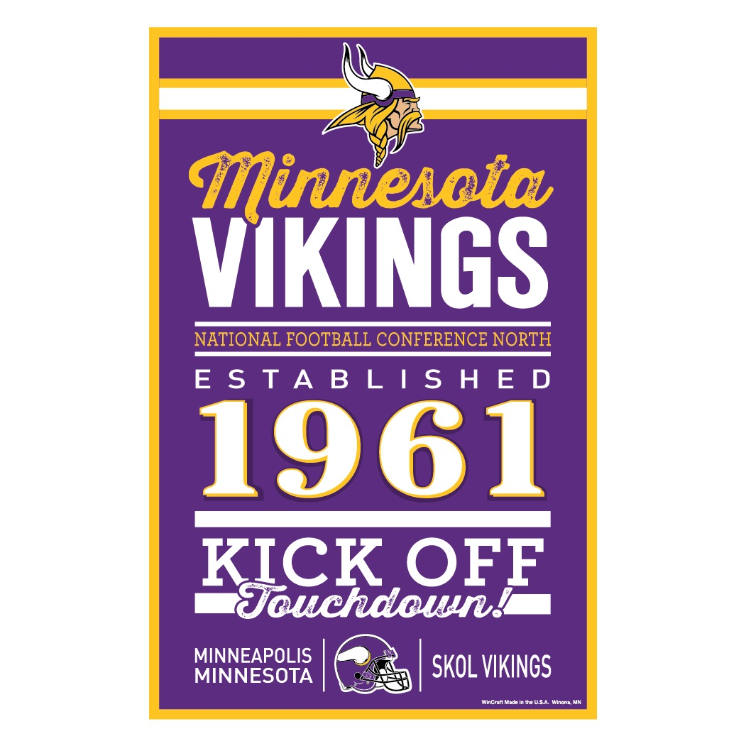 MINNESOTA VIKINGS HOME WORDAGE 11X17 LETRERO DE PARED