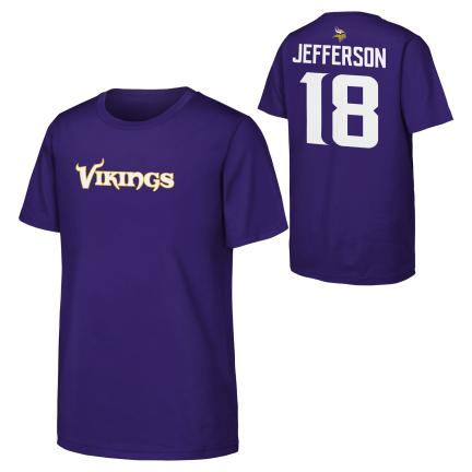 MINNESOTA VIKINGS JUSTIN JEFFERSON YOUTH OUTERSTUFF NAME NUMBER T-SHIRT - PURPLE