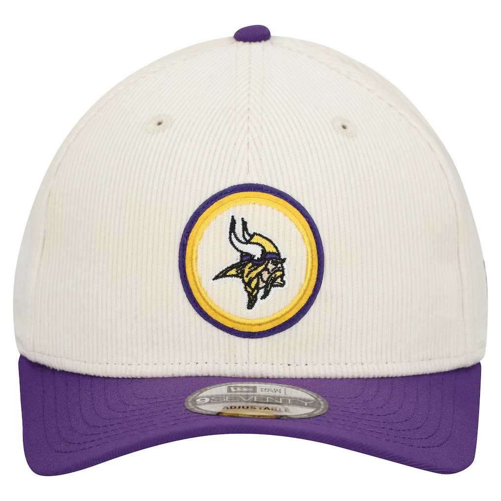 MINNESOTA VIKINGS LOYAL CORDUROY 9SEVENTY STRETCH-SNAP ADJUSTABLE HAT - CHROME WHITE/PURPLE