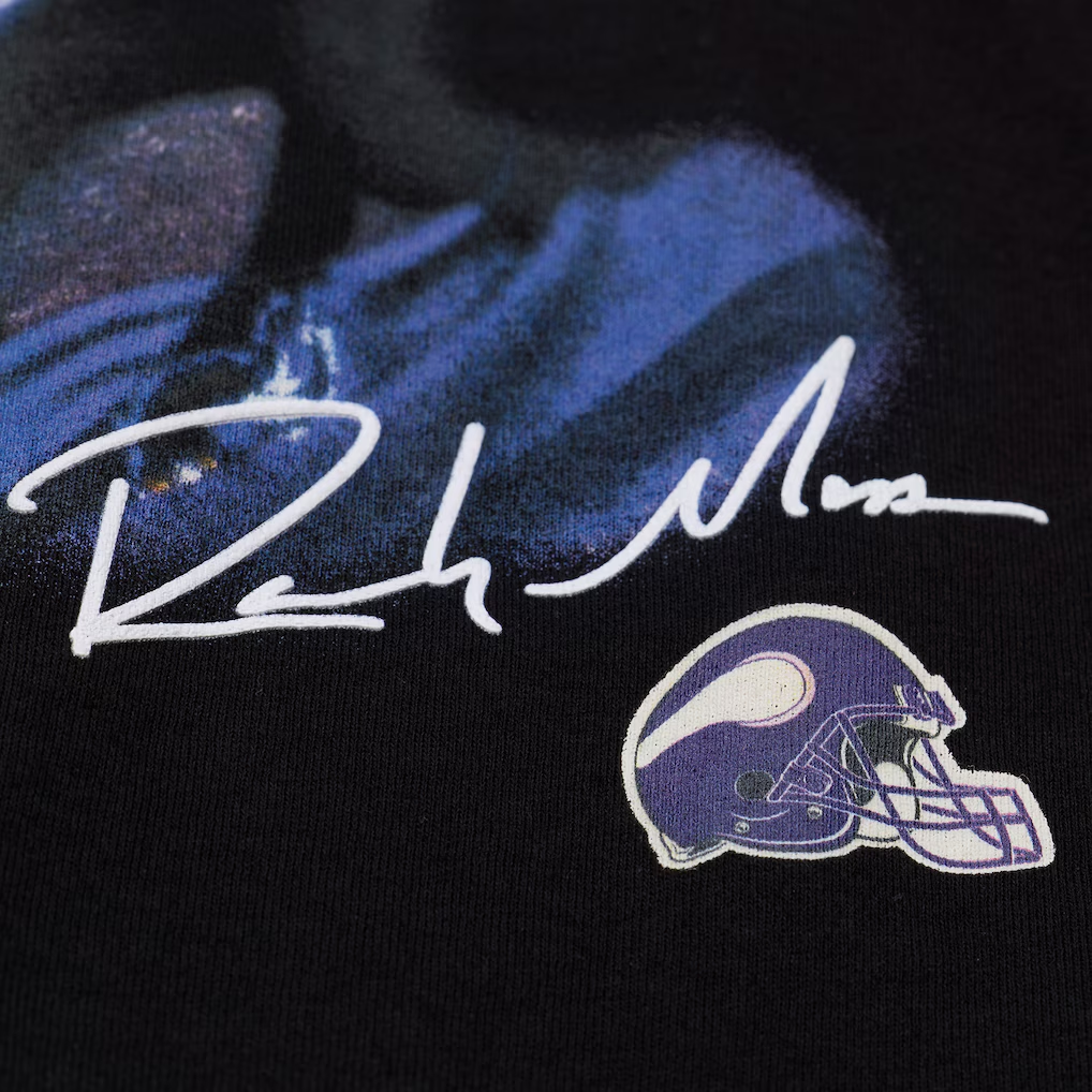 MINNESOTA VIKINGS RANDY MOSS MEN'S MITCHELL & NESS REAL BIG FACE T-SHIRT - BLACK