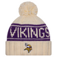 MINNESOTA VIKINGS WOMEN'S 2024 NFL SIDELINE CUFFED KNIT BEANIE WITH POM - CREAM