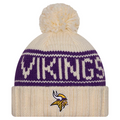 MINNESOTA VIKINGS WOMEN'S 2024 NFL SIDELINE CUFFED KNIT BEANIE WITH POM - CREAM
