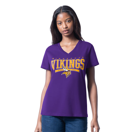 MINNESOTA VIKINGS WOMEN'S G-III 4HER BY CARL BANKS CHEER DANCE II T-SHIRT - PURPLE