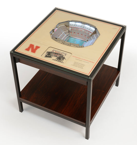 NEBRASKA CORNHUSKERS 25 LAYER 3D STADIUM LIGHTED END TABLE