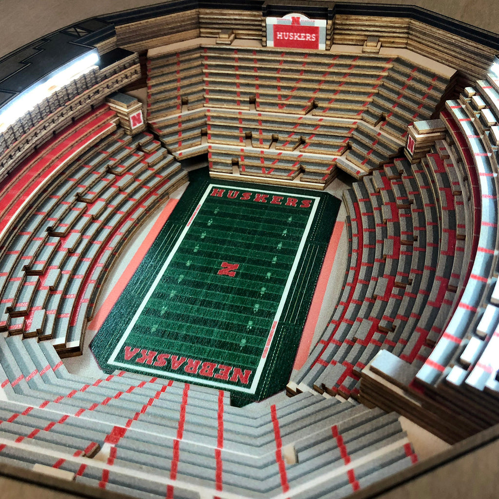 NEBRASKA CORNHUSKERS 25 LAYER 3D STADIUM LIGHTED END TABLE