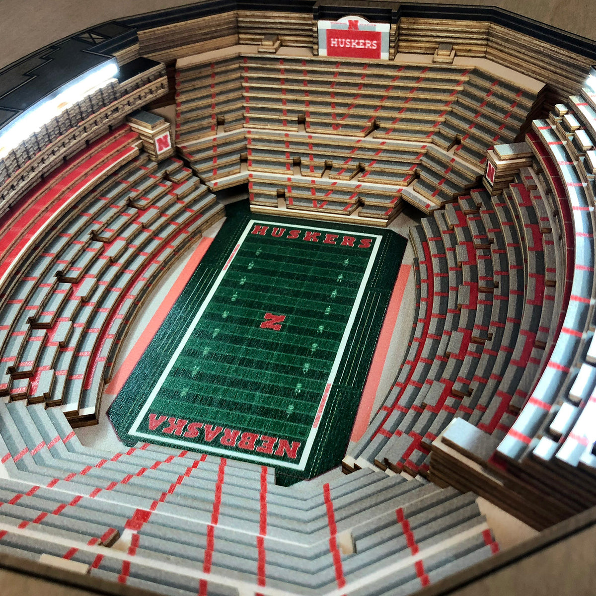 NEBRASKA CORNHUSKERS 25 LAYER 3D STADIUM LIGHTED END TABLE