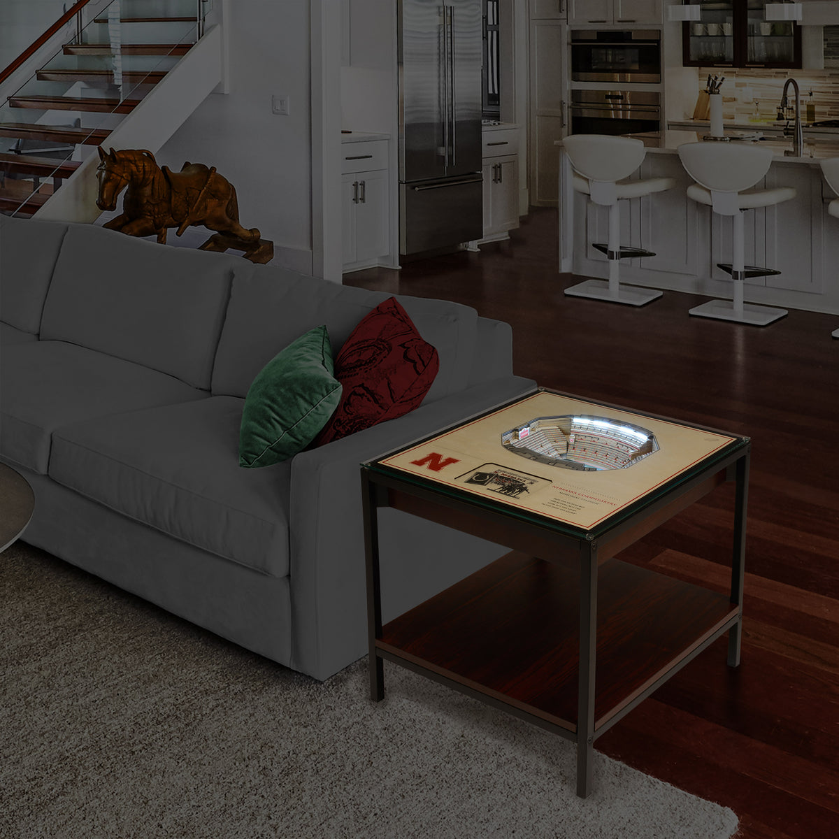 NEBRASKA CORNHUSKERS 25 LAYER 3D STADIUM LIGHTED END TABLE