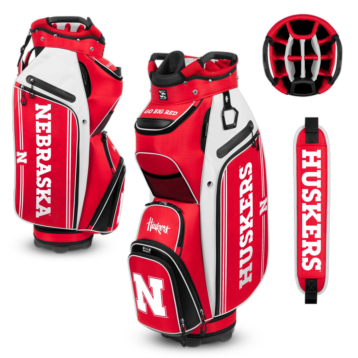 NEBRASKA CORNHUSKERS TEAM EFFORT BUCKET III COOLER CART GOLF BAG