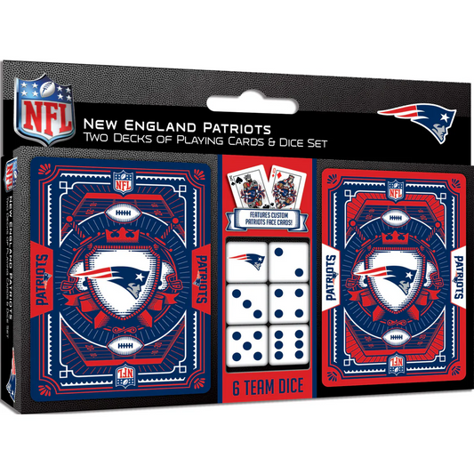NEW ENGLAND PATRIOTS 2-PACK CARD AND DICE SET