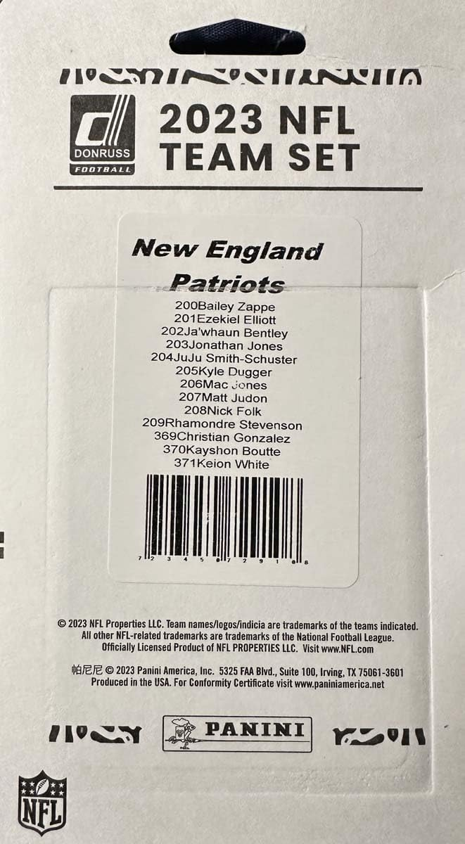 NEW ENGLAND PATRIOTS 2023 TEAM SET BY DONRUSS