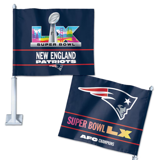 NEW ENGLAND PATRIOTS 2025 AFC CONFERENCE CHAMPIONS 11.75" X 14" CAR FLAG - 1 PIECE