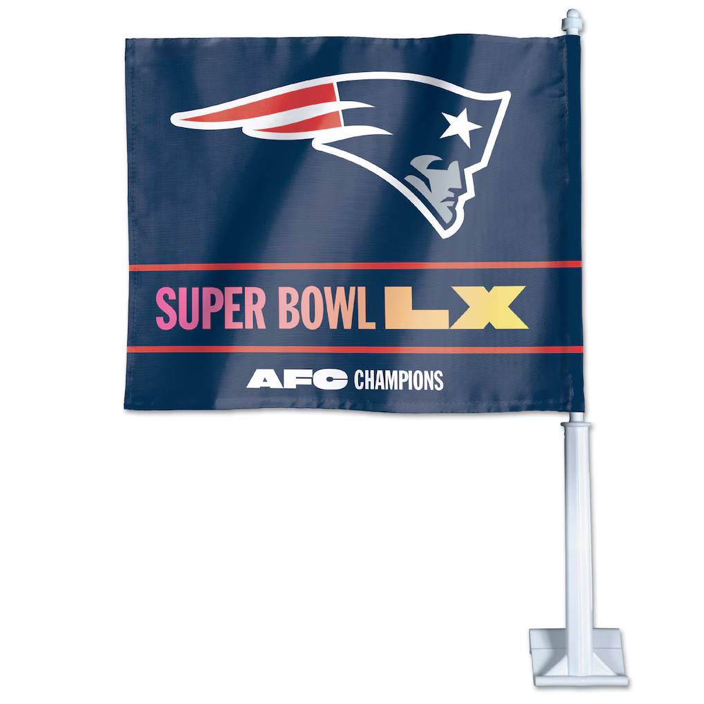 NEW ENGLAND PATRIOTS 2025 AFC CONFERENCE CHAMPIONS 11.75" X 14" CAR FLAG - 1 PIECE