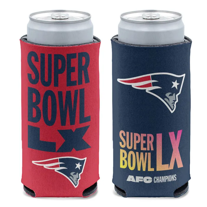 NEW ENGLAND PATRIOTS 2025 AFC CONFERENCE CHAMPIONS 12 OZ SLIM CAN COOLER