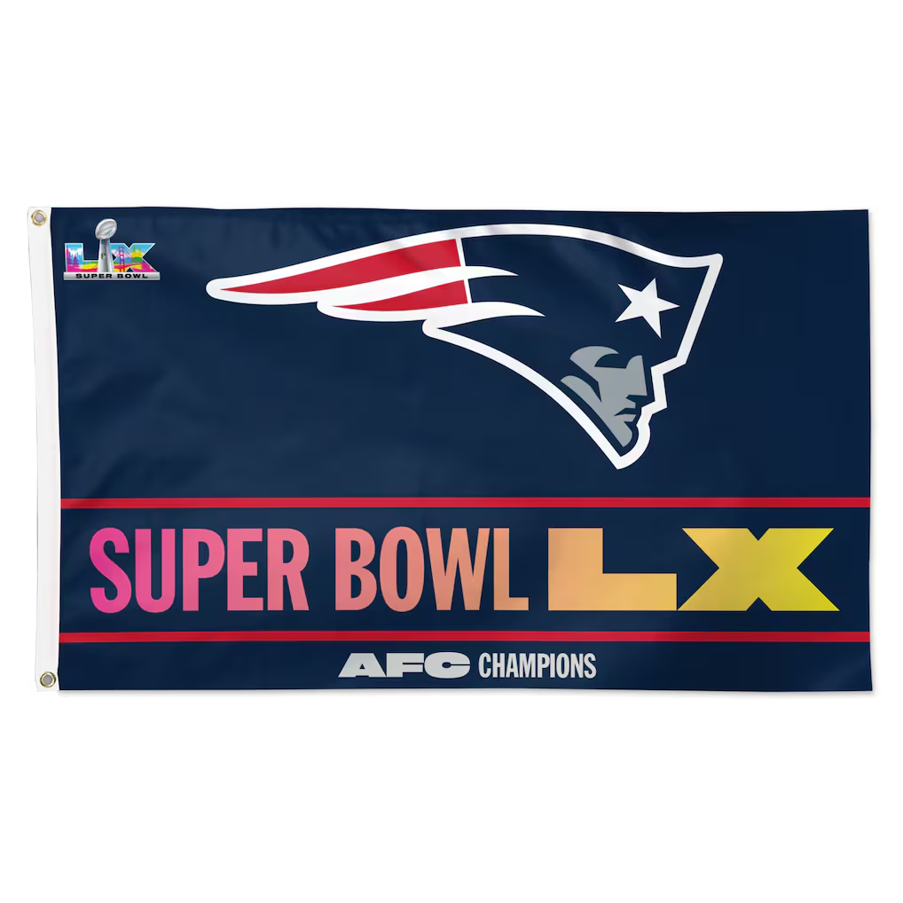 NEW ENGLAND PATRIOTS 2025 AFC CONFERENCE CHAMPIONS 3' X 5' DELUXE FLAG