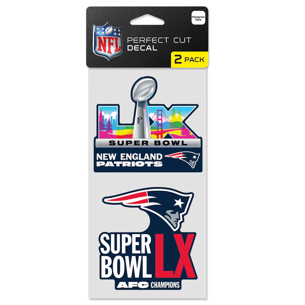 NEW ENGLAND PATRIOTS 2025 AFC CONFERENCE CHAMPIONS 4" X 4" PERFECT CUT COLOR DECAL SET
