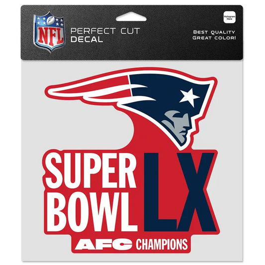 NEW ENGLAND PATRIOTS 2025 AFC CONFERENCE CHAMPIONS 8" X 8" PERFECT CUT DECAL
