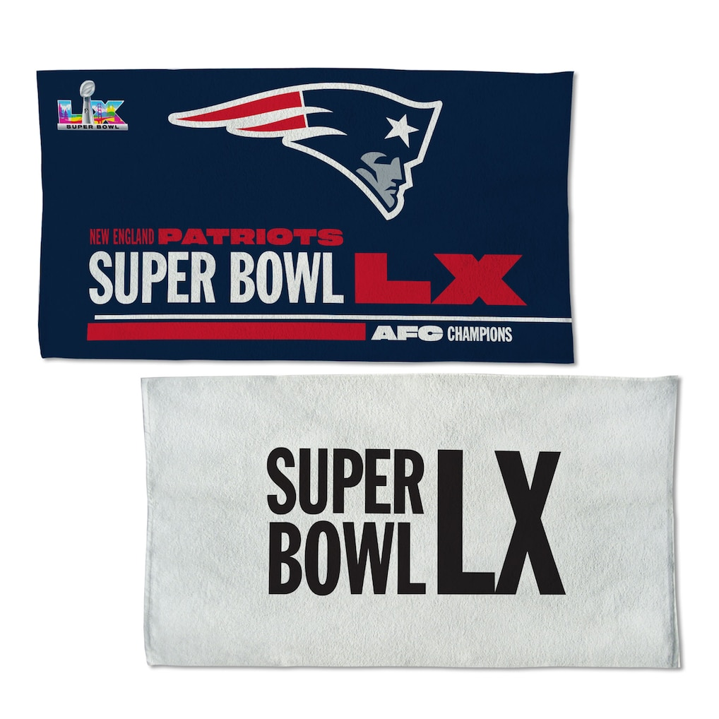 NEW ENGLAND PATRIOTS 2025 AFC CONFERENCE CHAMPIONS FULL COLOR LOCKER ROOM 22" X 42" 2-SIDED TOWEL