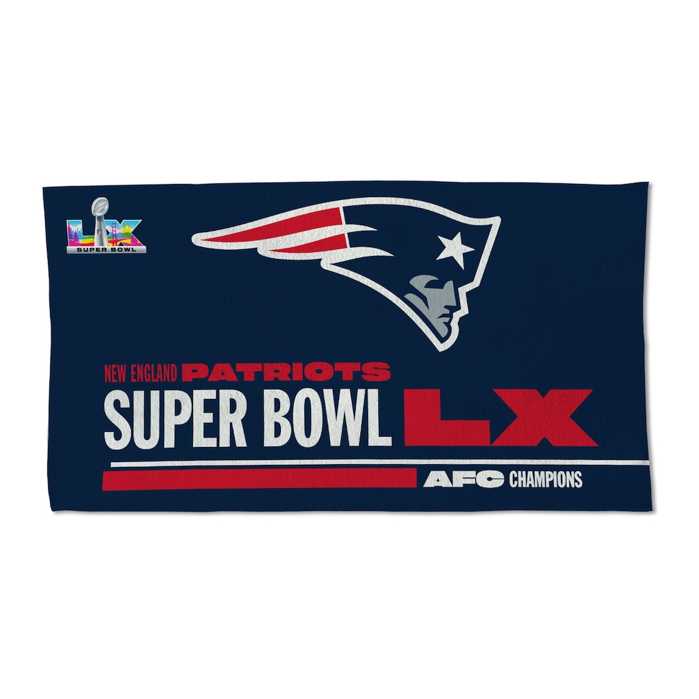 NEW ENGLAND PATRIOTS 2025 AFC CONFERENCE CHAMPIONS FULL COLOR LOCKER ROOM 22" X 42" 2-SIDED TOWEL