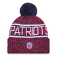 NEW ENGLAND PATRIOTS 2025 NFL SIDELINE COLD WEATHER CUFFED KNIT WITH POM - RED