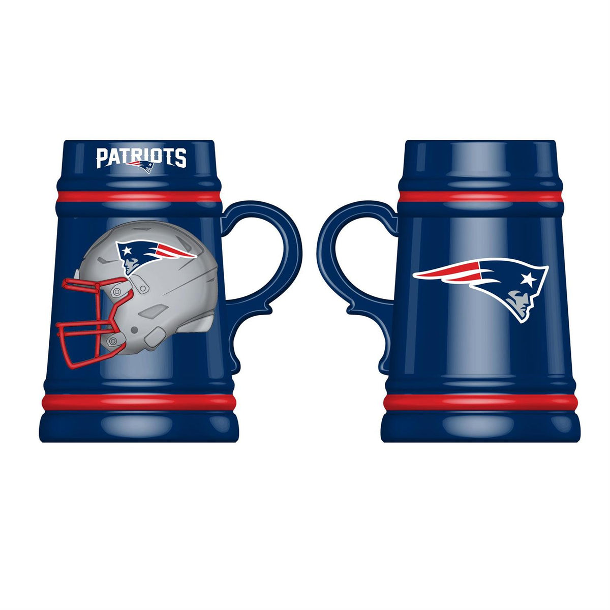 NEW ENGLAND PATRIOTS 24OZ CERAMIC STEIN CUP WITH GIFT BOX