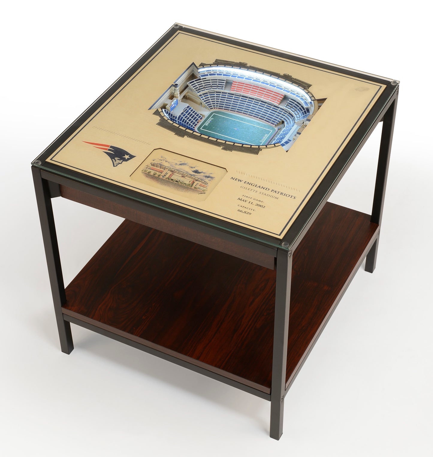 NEW ENGLAND PATRIOTS 25 LAYER 3D STADIUM LIGHTED END TABLE