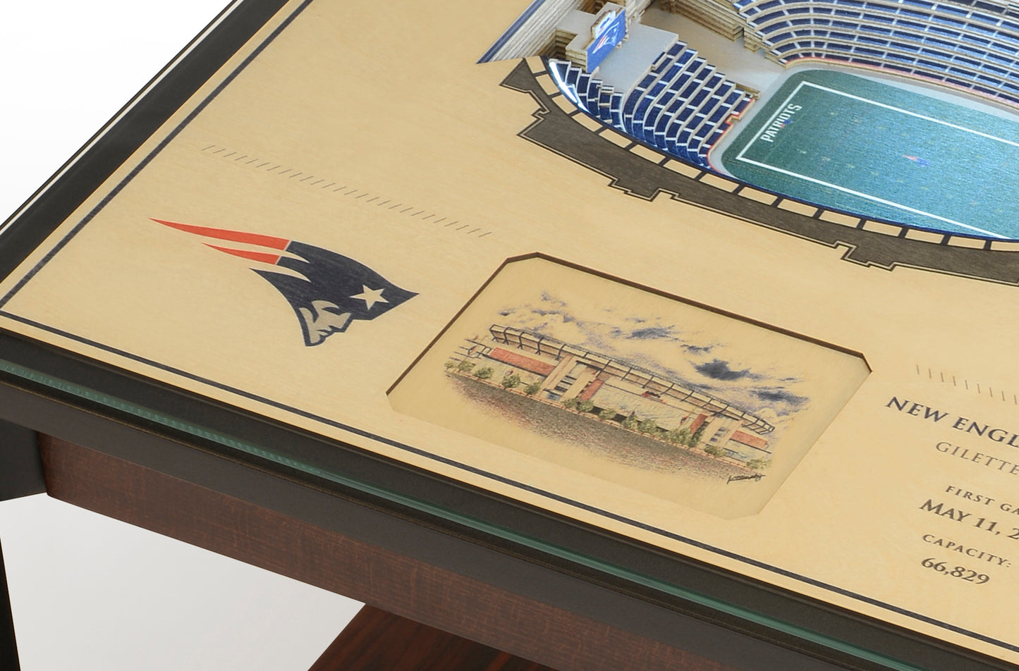 NEW ENGLAND PATRIOTS 25 LAYER 3D STADIUM LIGHTED END TABLE