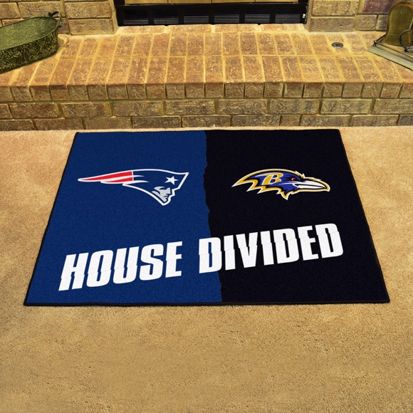 NEW ENGLAND PATRIOTS / BALTIMORE RAVENS HOUSE DIVIDED 34" X 42.5" MAT