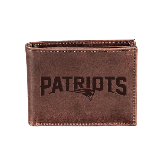 NEW ENGLAND PATRIOTS BROWN BI-FOLD LEATHER WALLET