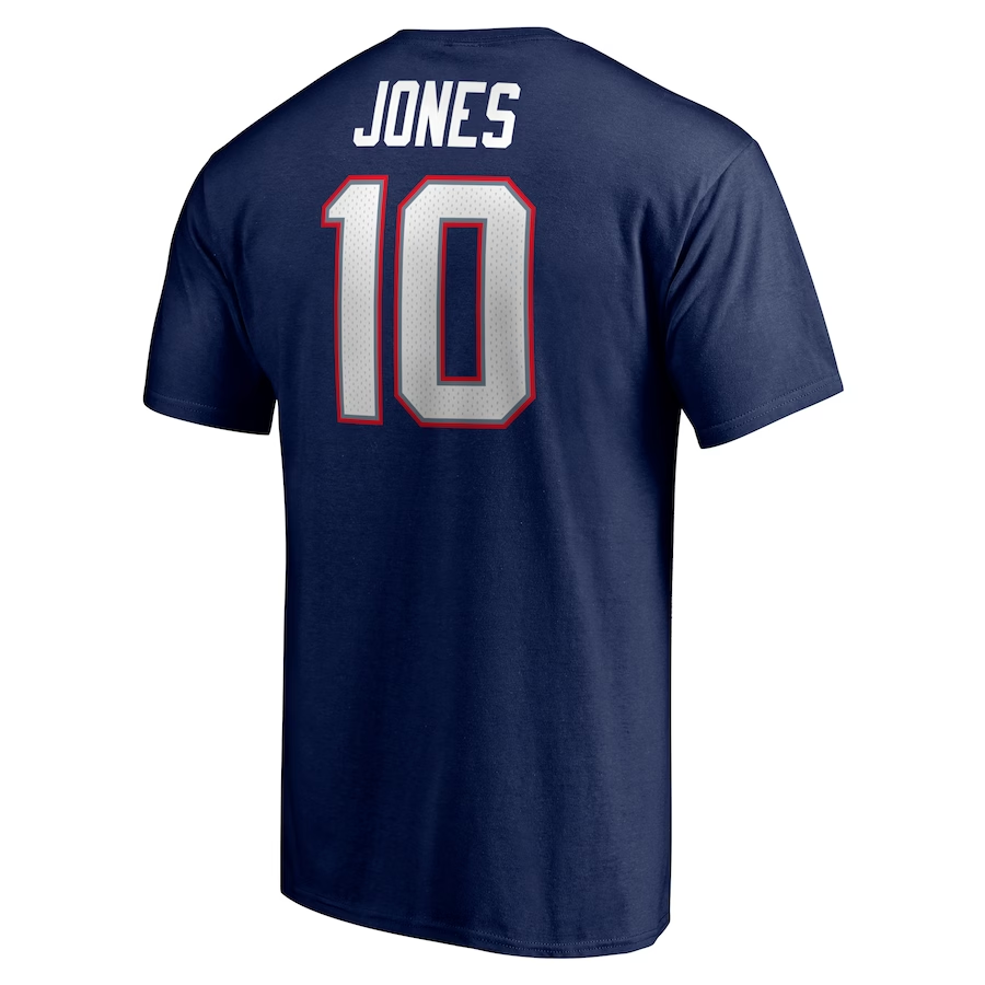 NEW ENGLAND PATRIOTS MAC JONES MEN'S PLAYER ICON NAME & NUMBER T-SHIRT