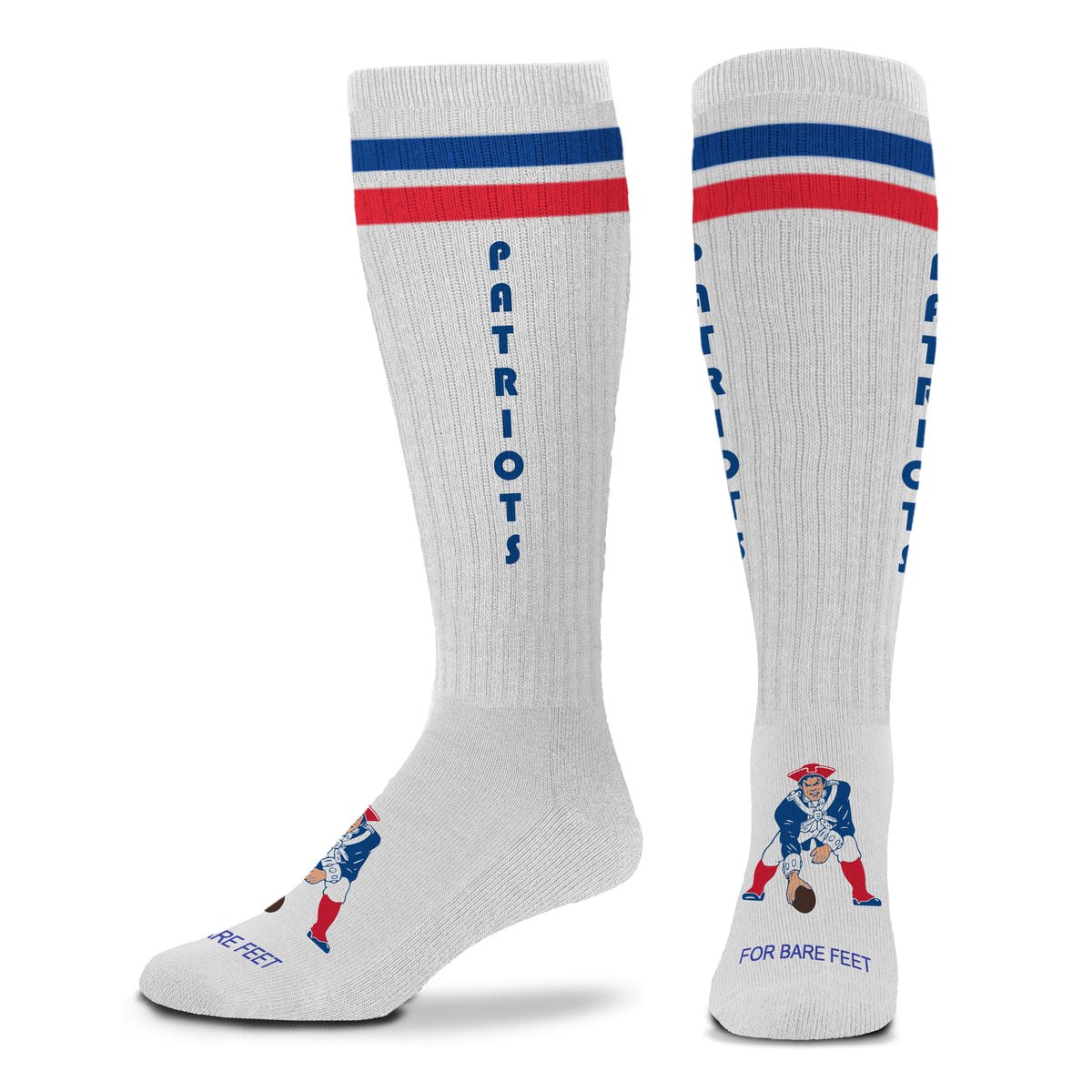 NEW ENGLAND PATRIOTS MEN'S FOR BARE FEET VINTAGE TUBE SOCKS