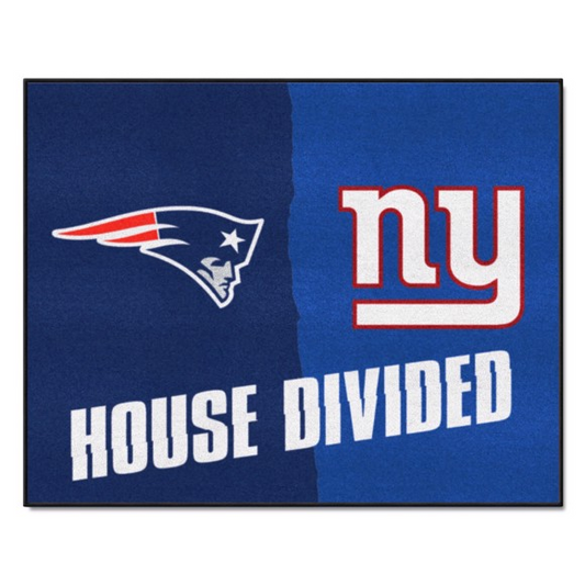 NEW ENGLAND PATRIOTS / NEW YORK GIANTS HOUSE DIVIDED 34" X 42.5" MAT