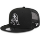 NEW ENGLAND PATRIOTS RETRO EVERGREEN TRUCKER 9FIFTY SNAPBACK HAT - BLACK/WHITE