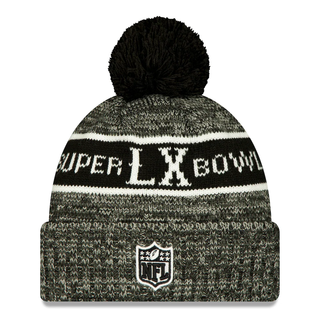 NEW ENGLAND PATRIOTS SUPER BOWL LX CUFFED KNIT WITH POM