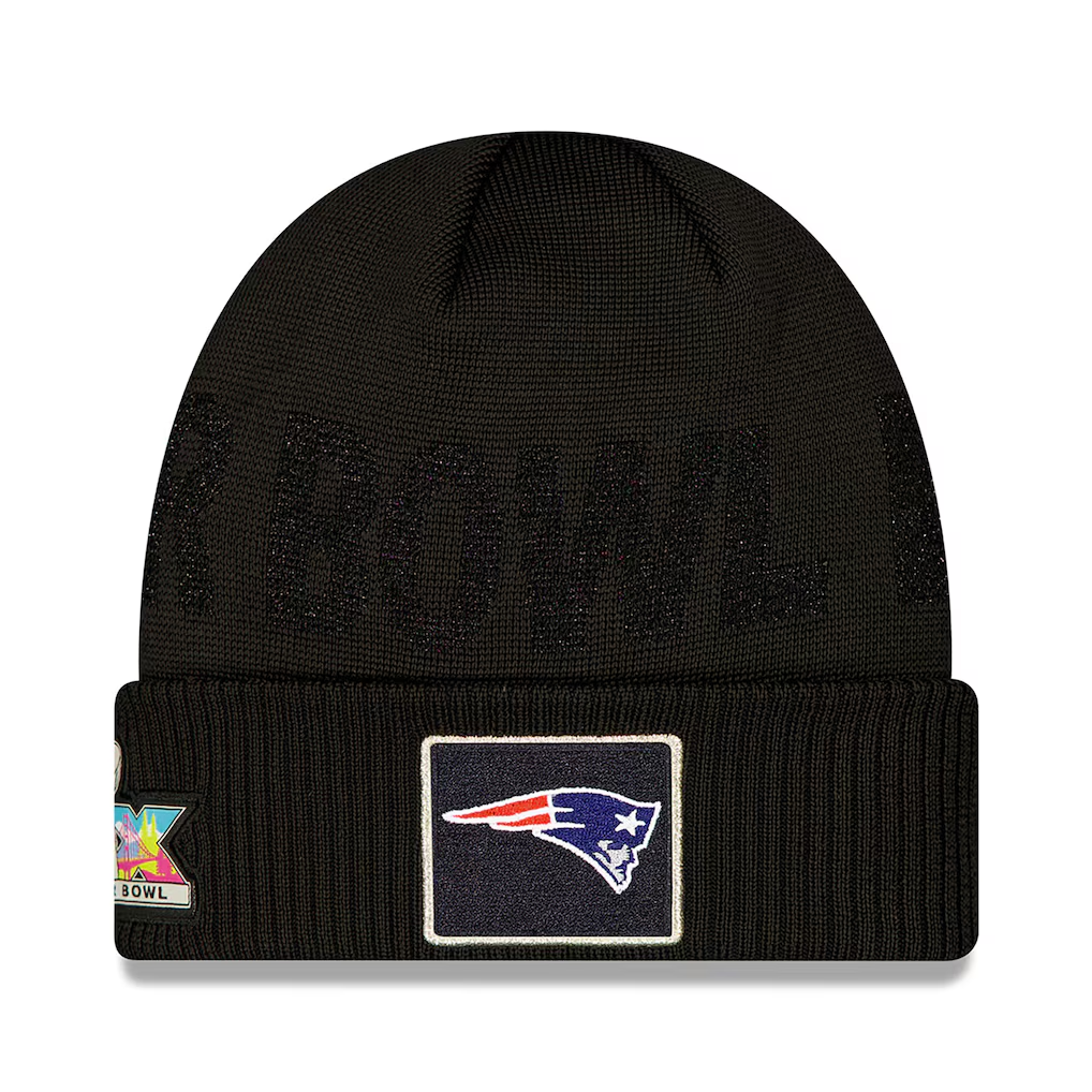 NEW ENGLAND PATRIOTS SUPER BOWL LX OPENING NIGHT CUFFED KNIT BEANIE - BLACK