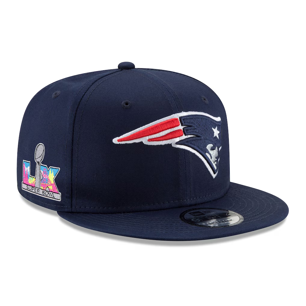 NEW ENGLAND PATRIOTS SUPER BOWL LX SIDE PATCH 9FIFTY SNAPBACK HAT- NAVY