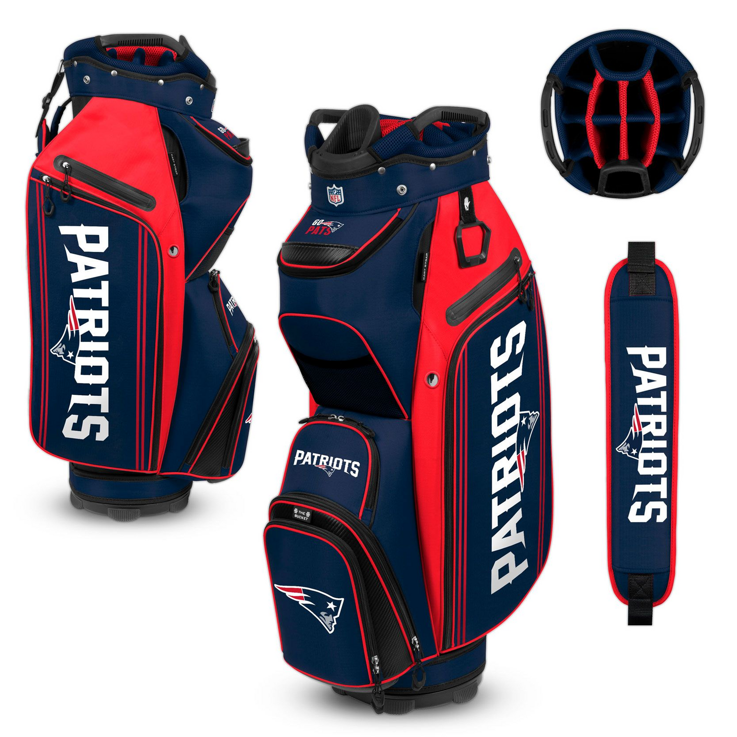 NEW ENGLAND PATRIOTS TEAM EFFORT BUCKET III COOLER CART GOLF BAG