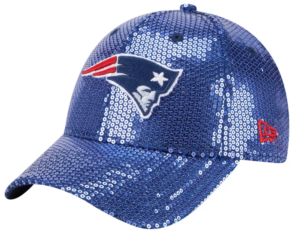 NEW ENGLAND PATRIOTS WOMEN'S SEQUIN 9FORTY ADJUSTABLE HAT - NAVY