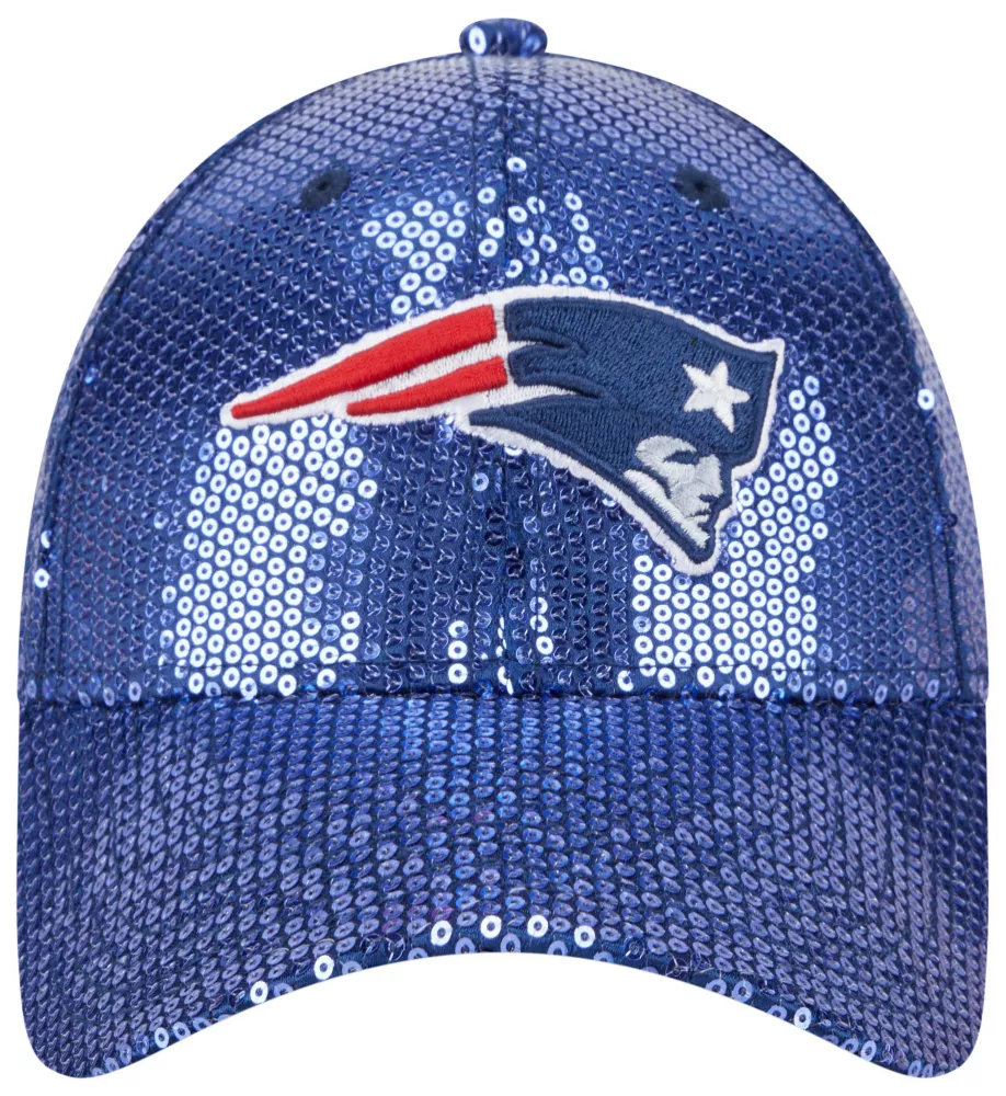 NEW ENGLAND PATRIOTS WOMEN'S SEQUIN 9FORTY ADJUSTABLE HAT - NAVY