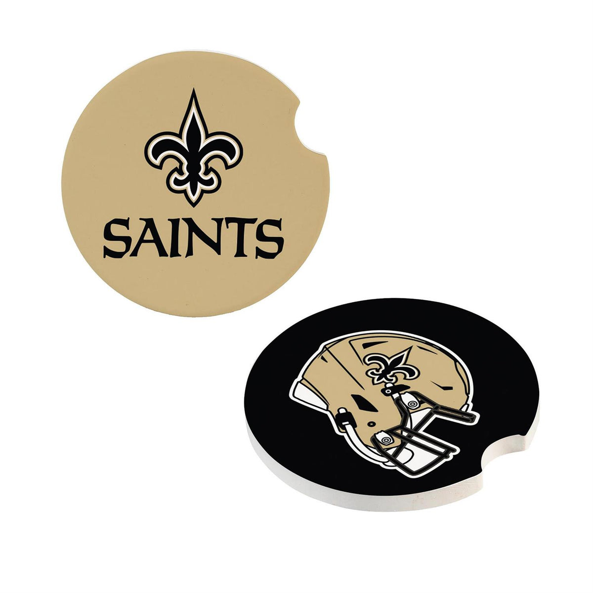 NEW ORLEANS SAINTS 2-PIECE CAR COASTER SET