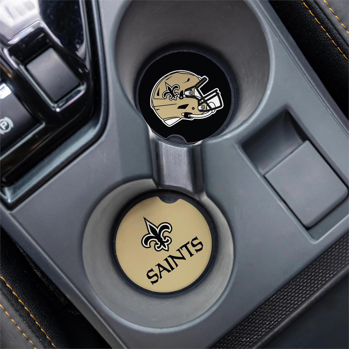 NEW ORLEANS SAINTS 2-PIECE CAR COASTER SET