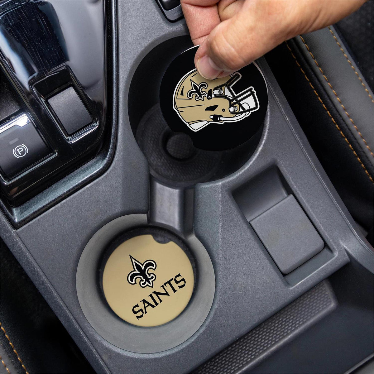 NEW ORLEANS SAINTS 2-PIECE CAR COASTER SET