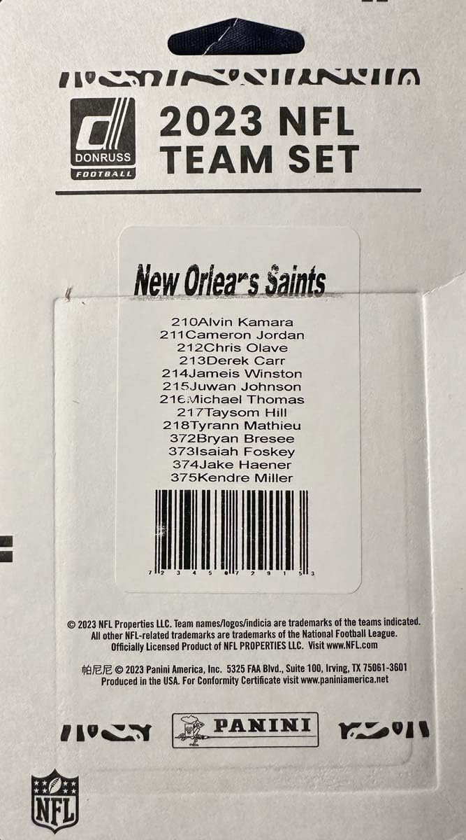 NEW ORLEANS SAINTS 2023 TEAM SET BY DONRUSS