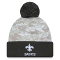 NEW ORLEANS SAINTS 2024 NFL SALUTE TO SERVICE CUFFED KNIT BEANIE WITH POM - ARTIC WHITE/GRAPHITE